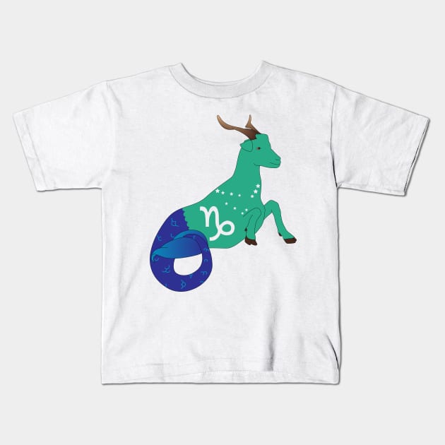 Capricorn 2 (Jungle Green) Kids T-Shirt by ziafrazier